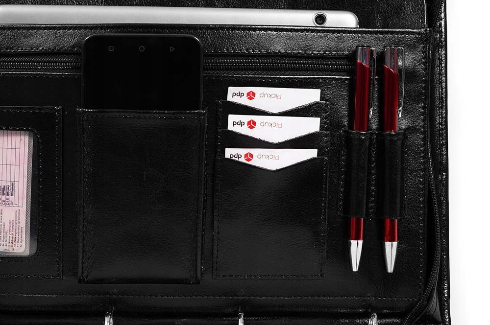 Skórzana aktówka na dokumenty, biwuar czarny A4 - Tizano BWS01 Płeć uniseks