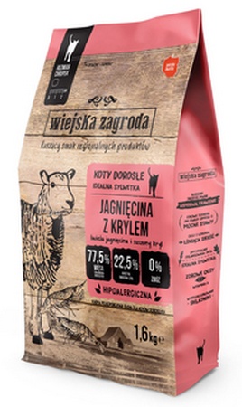 Wiejska Zagroda Kočka Jehněčí s krillem 1,6 kg