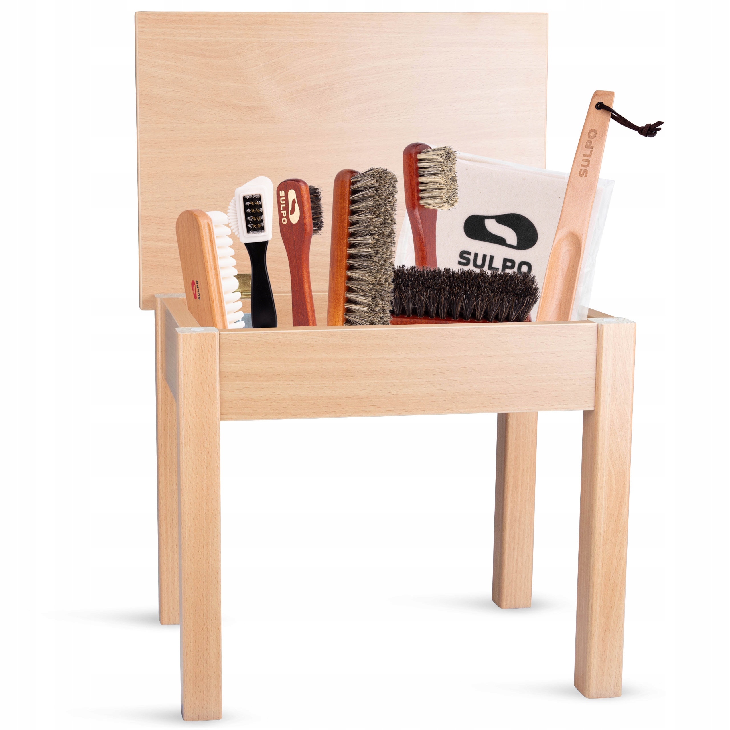 Kartáč Na Boty Sada Kartáčů Z Koňské Srsti S Taburetem, Sedák