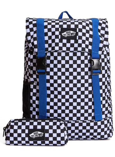Školní batoh s penálem Vans Utility checkerboard černý bílý