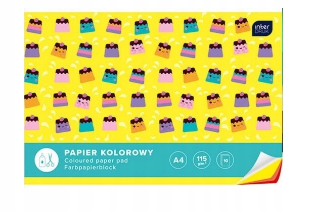PAPIER KOLOROWY WYCINANKA A4 10 arkuszy INTERDRUK Marka Interdruk