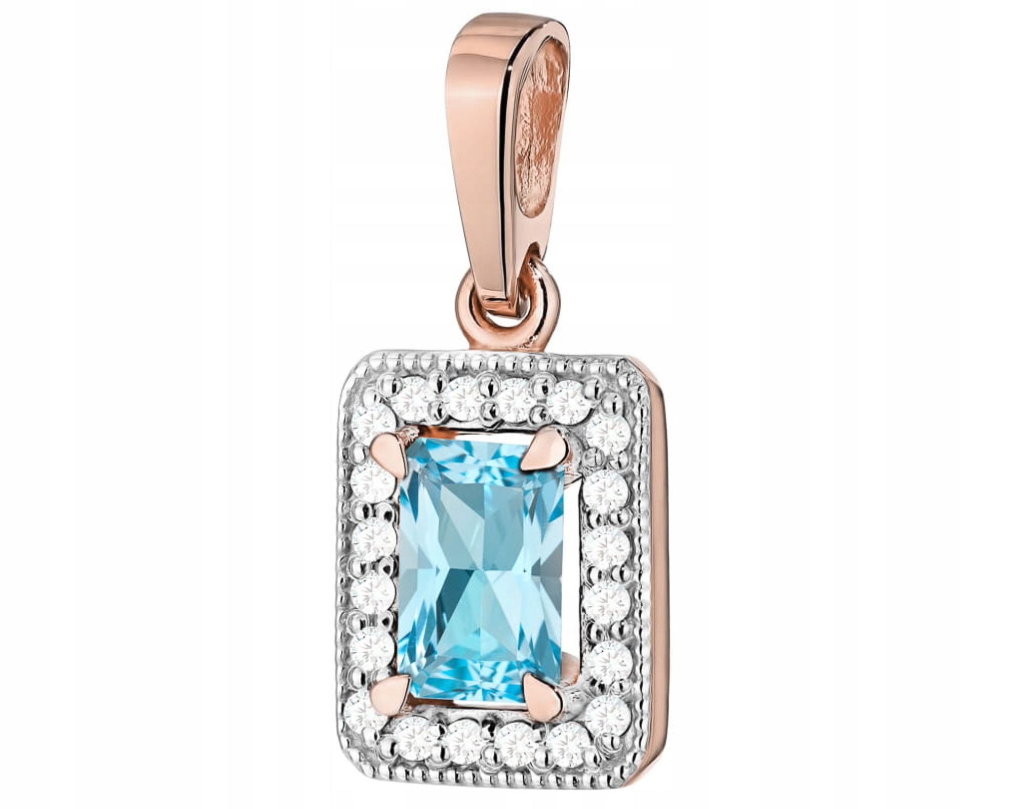 Růžové Zlato Přívěsek Přírodní Kámen Topaz Brilianty 585 Dárek