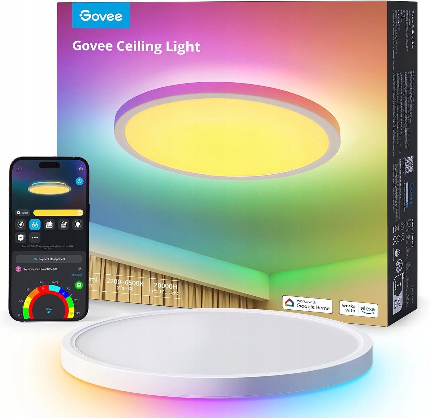Stropné Svietidlo Lampa Rgb Stropné Osvetlenie Govee 30CM Smart Aplikácia Led Svietidlo
