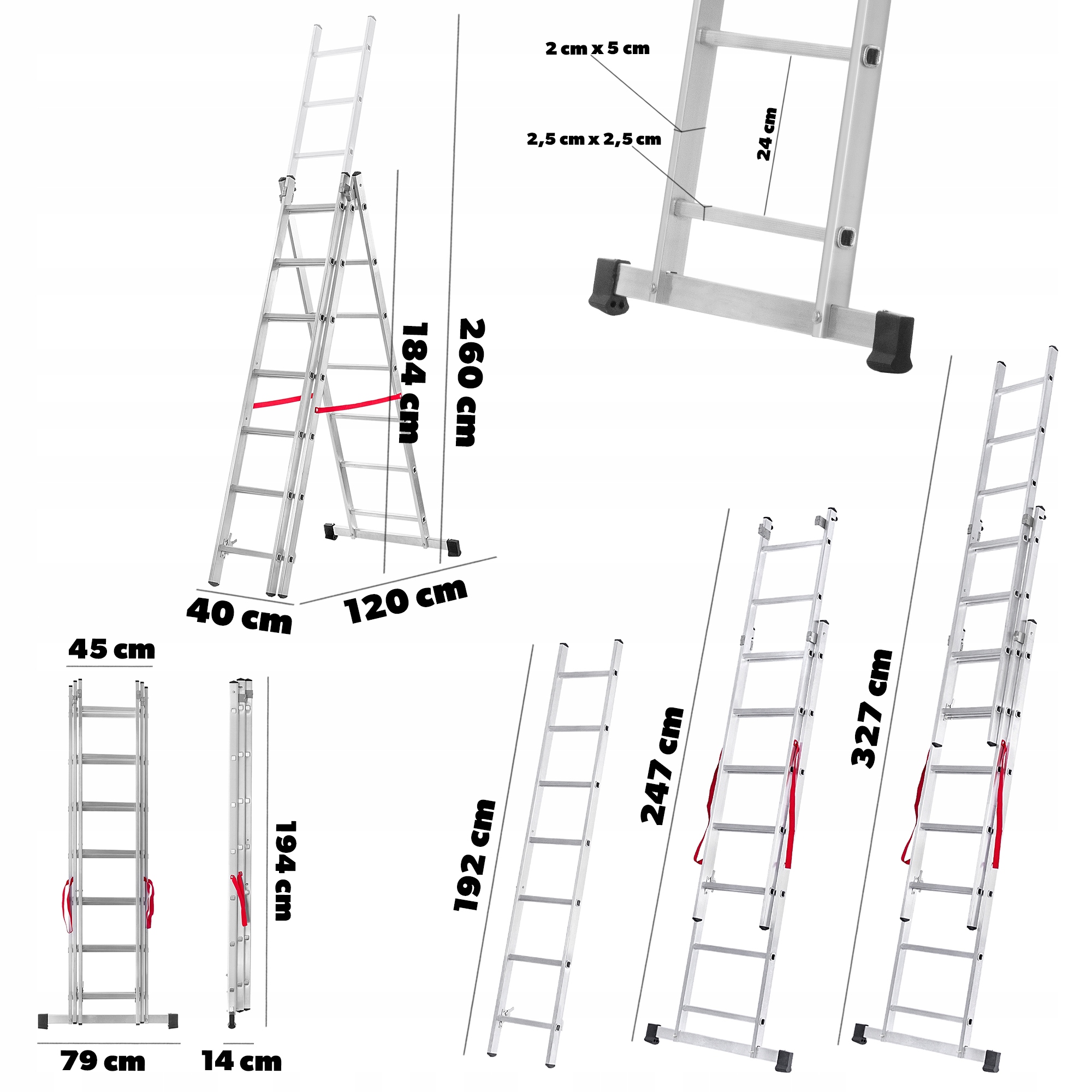 DRABINA ALUMINIOWA WIELOFUNKCYJNA 3x7 STOPNIOWA 150kg PRZYSTAWNA Stan opakowania oryginalne