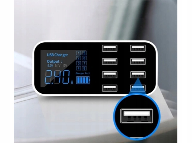 ŁADOWARKA SAMOCHODOWA A9S 8 portów USB Producent bez marki