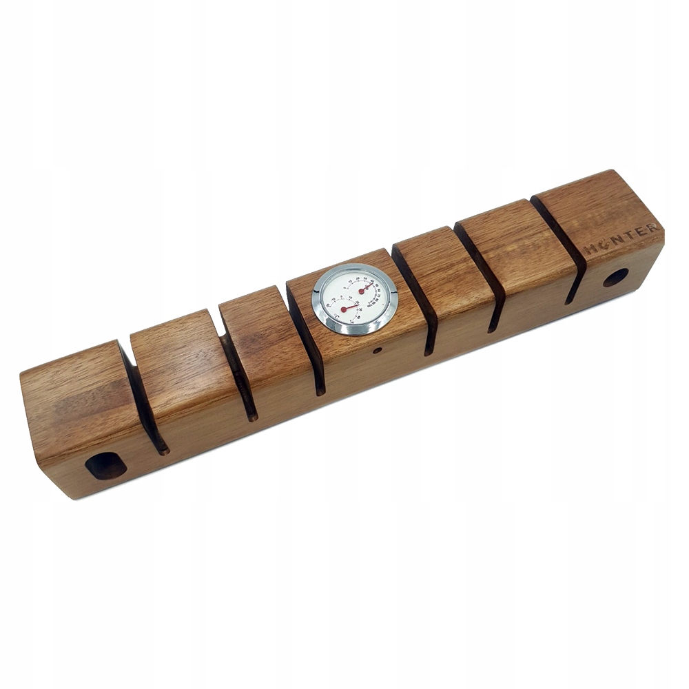 Magnetická lišta Z Dřeva Ořech, držák na nože Teploměr, vlhkoměr