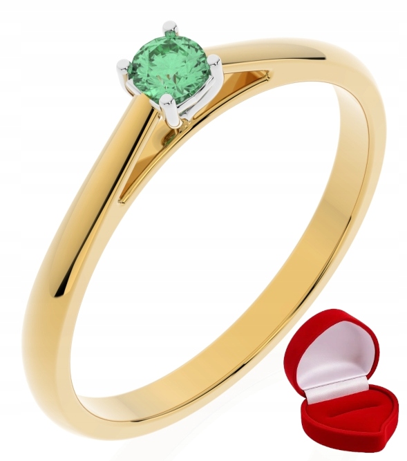 Zlatý Prstýnek 585 14k Smaragd 0,09 ct Krabička R30