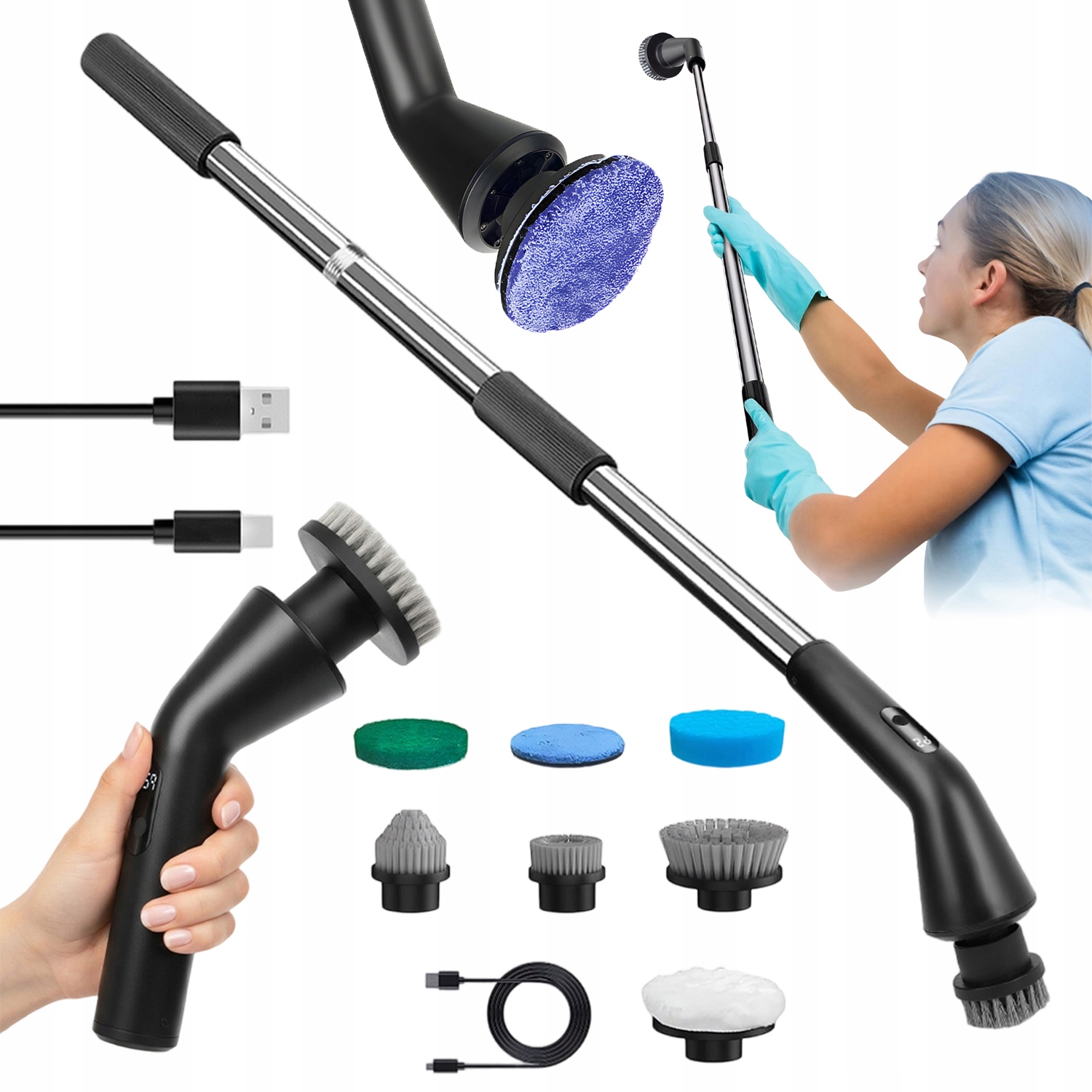 Levně Rotační Elektrický Čisticí Mop 2000 Mah 7V1