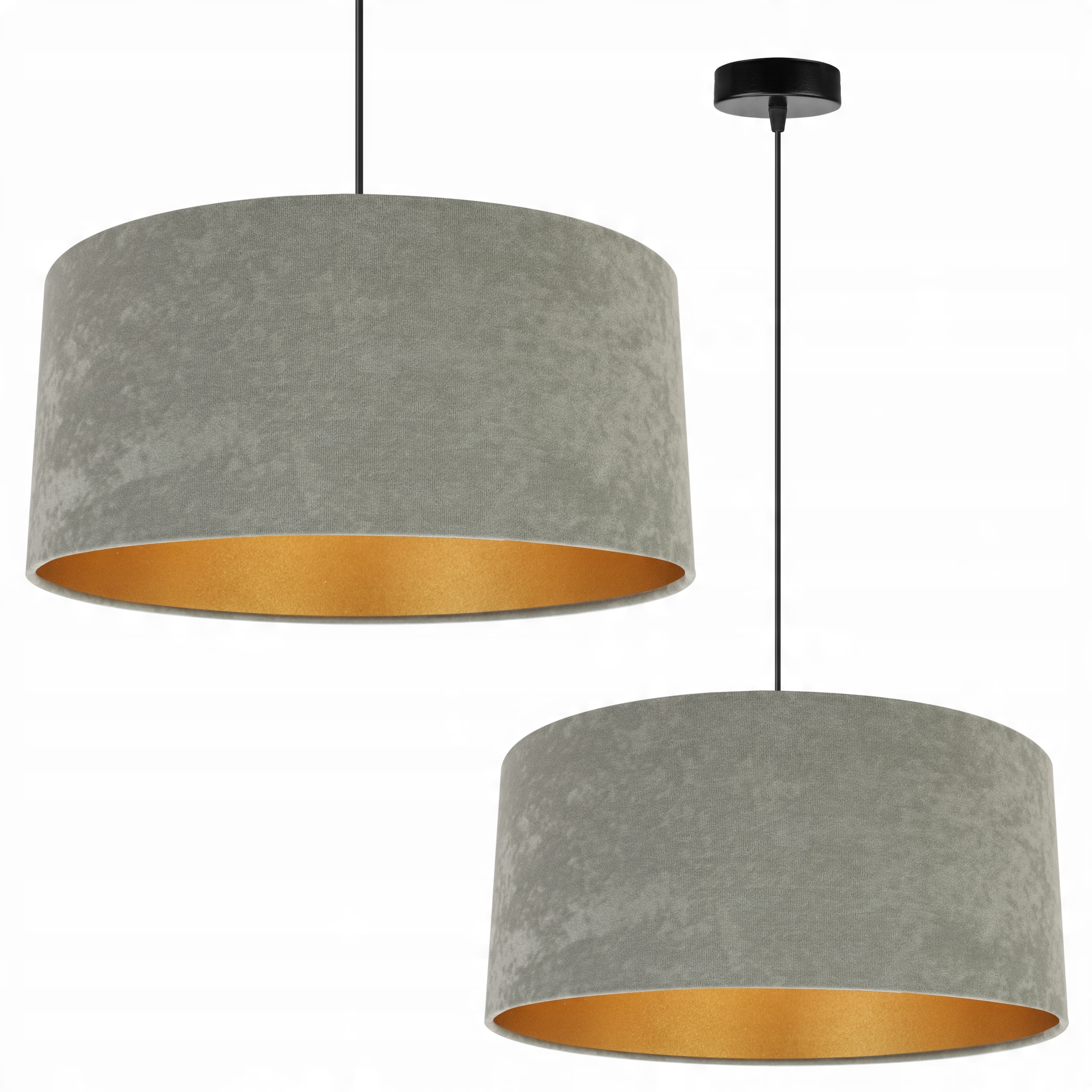 

Lampa Wisząca Żyrandol Sufitowa Złoty Abażur Welur