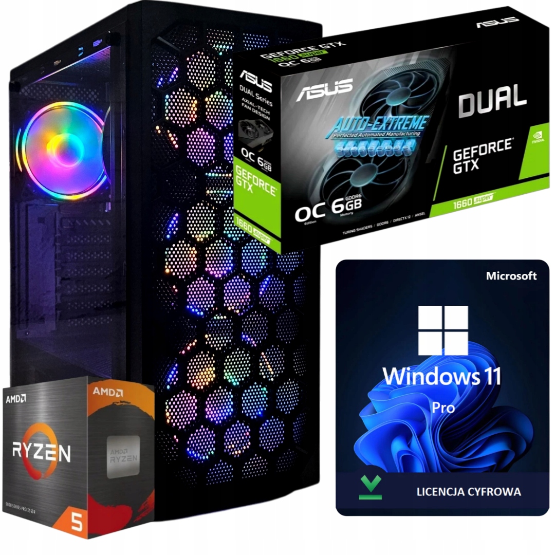Herní Pc Ryzen 5 5500 Gtx 1660 6GB 32GB Ram 1TB+Wi-Fi +WIN11PRO