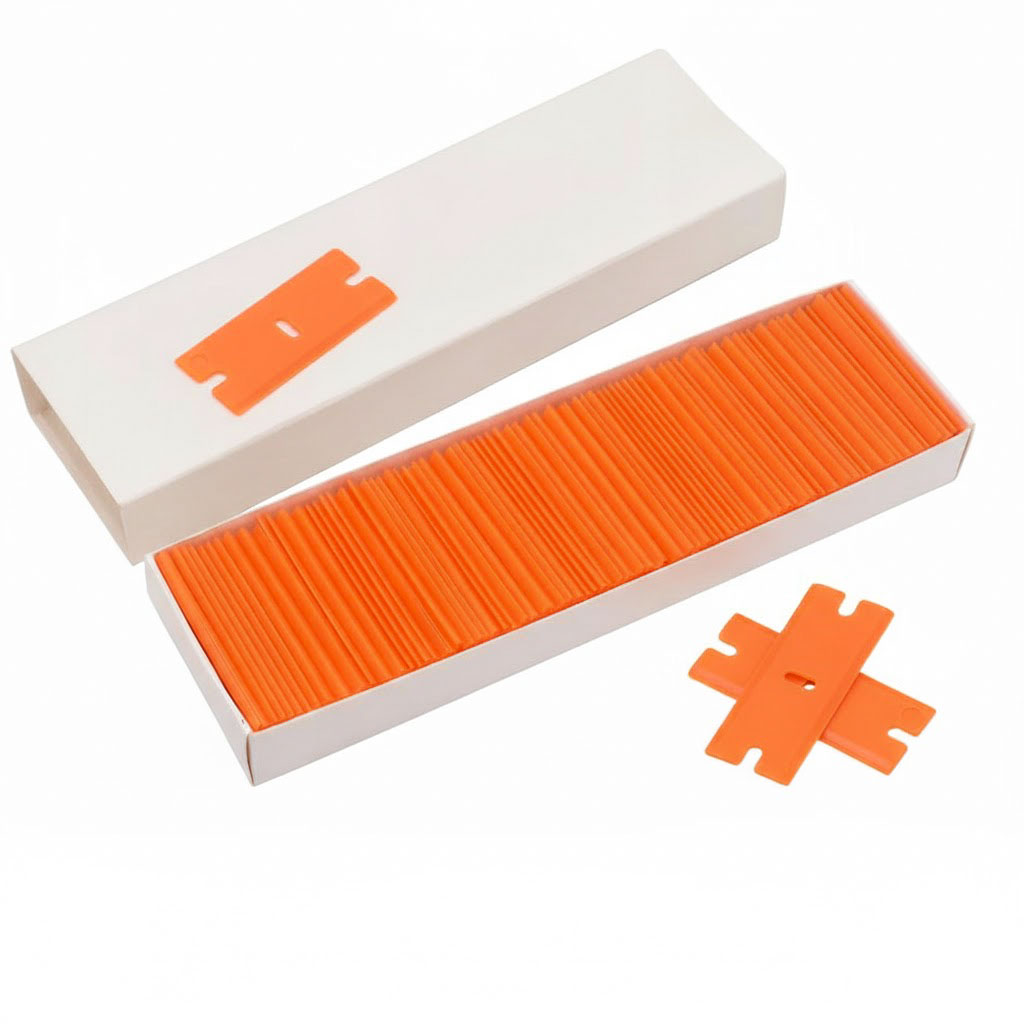Skrobak plastikowy Zestaw 100x żyletka do usuwania kleju folii z lakieru