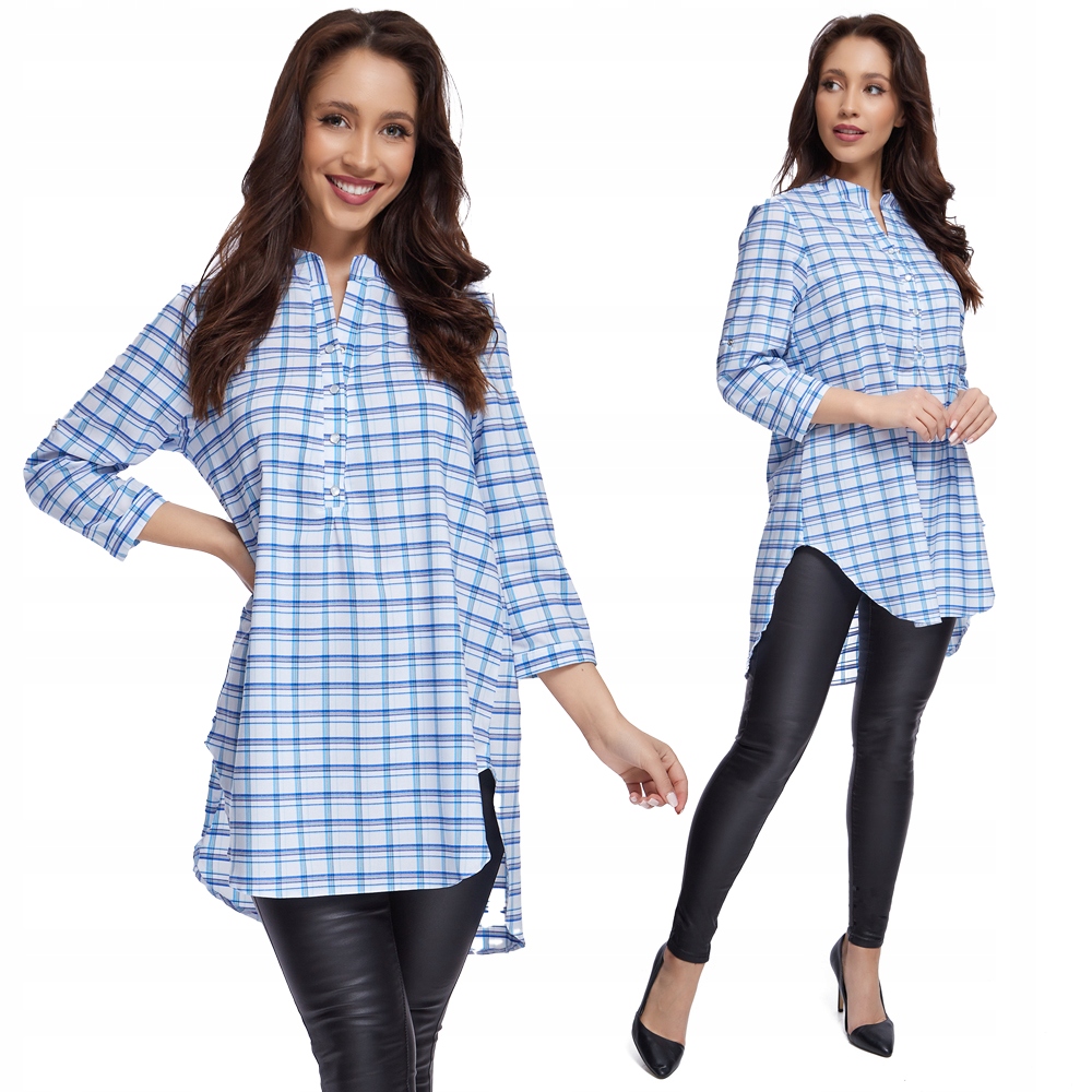 Luźna elegancka TUNIKA OVERSIZE krata roz - 50