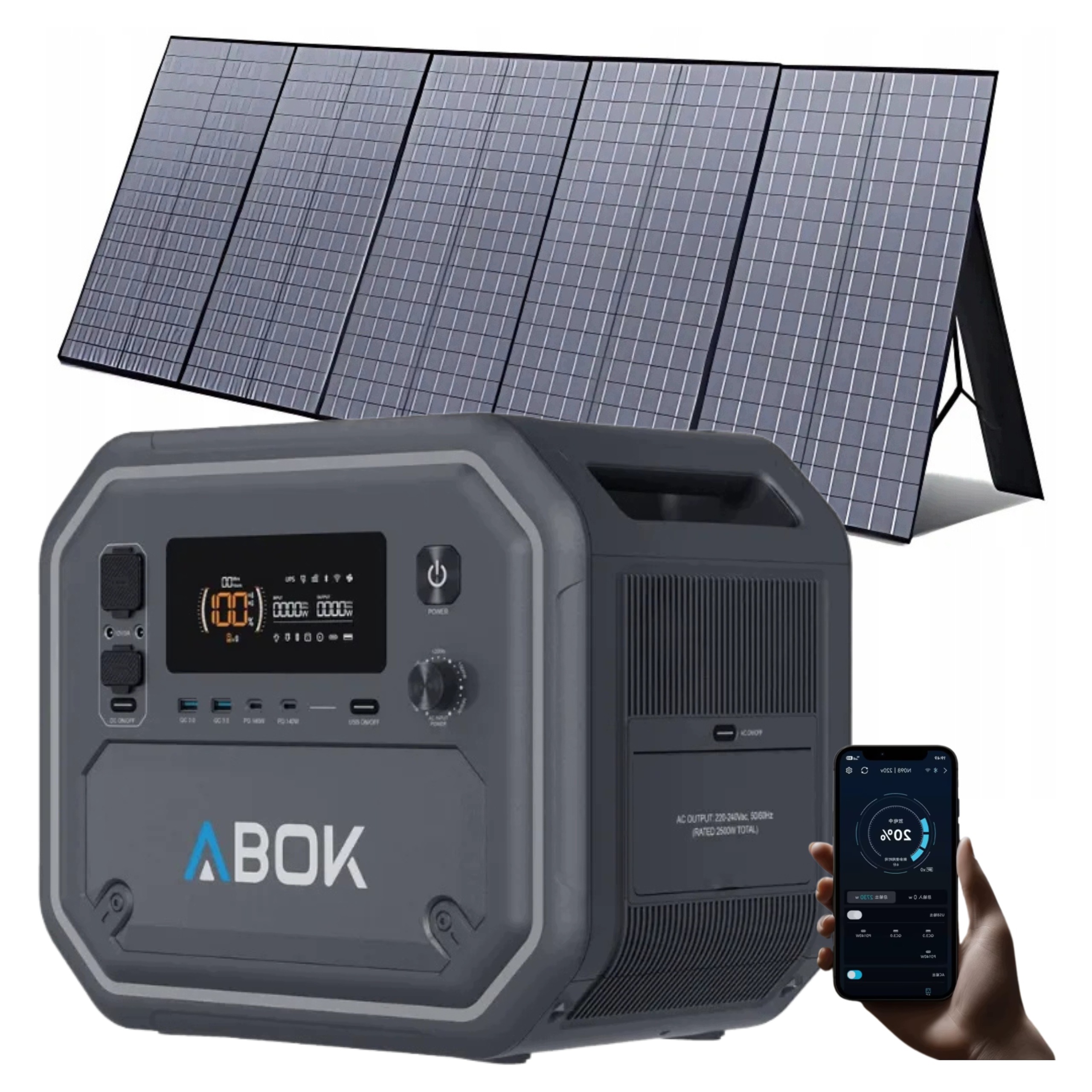 Přenosná napájecí stanice 2800 W s skládacím solárním panelem Allpowers 400 W