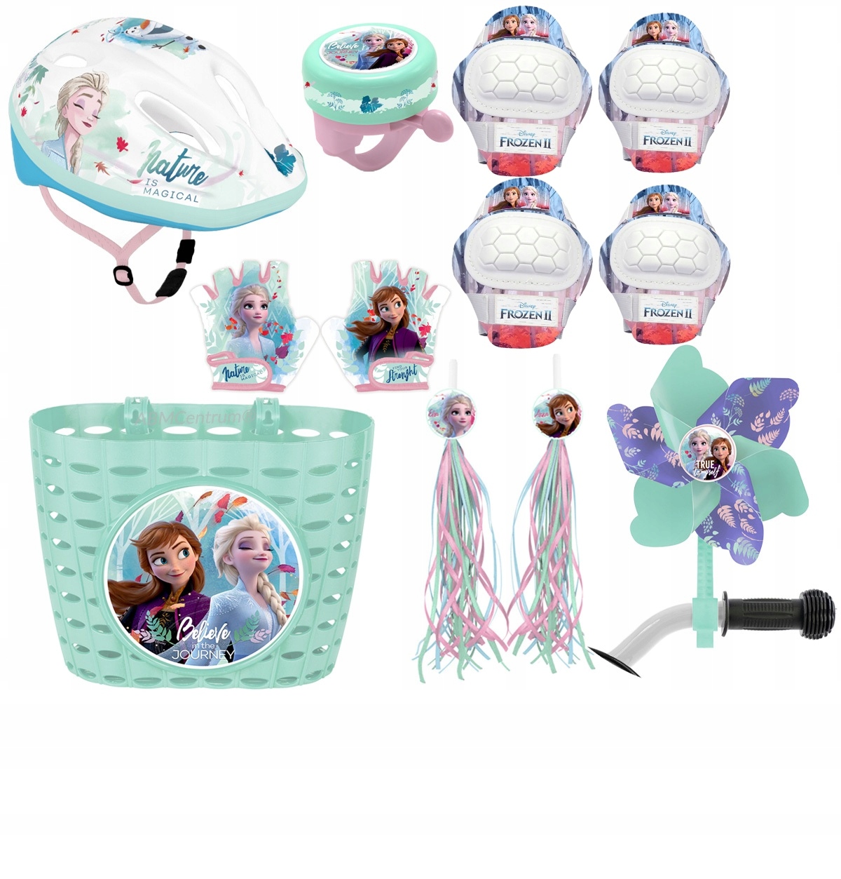 Kask ochraniacze rękawiczki kosz wstążki wiatrak dzwonek Kraina Lodu Frozen