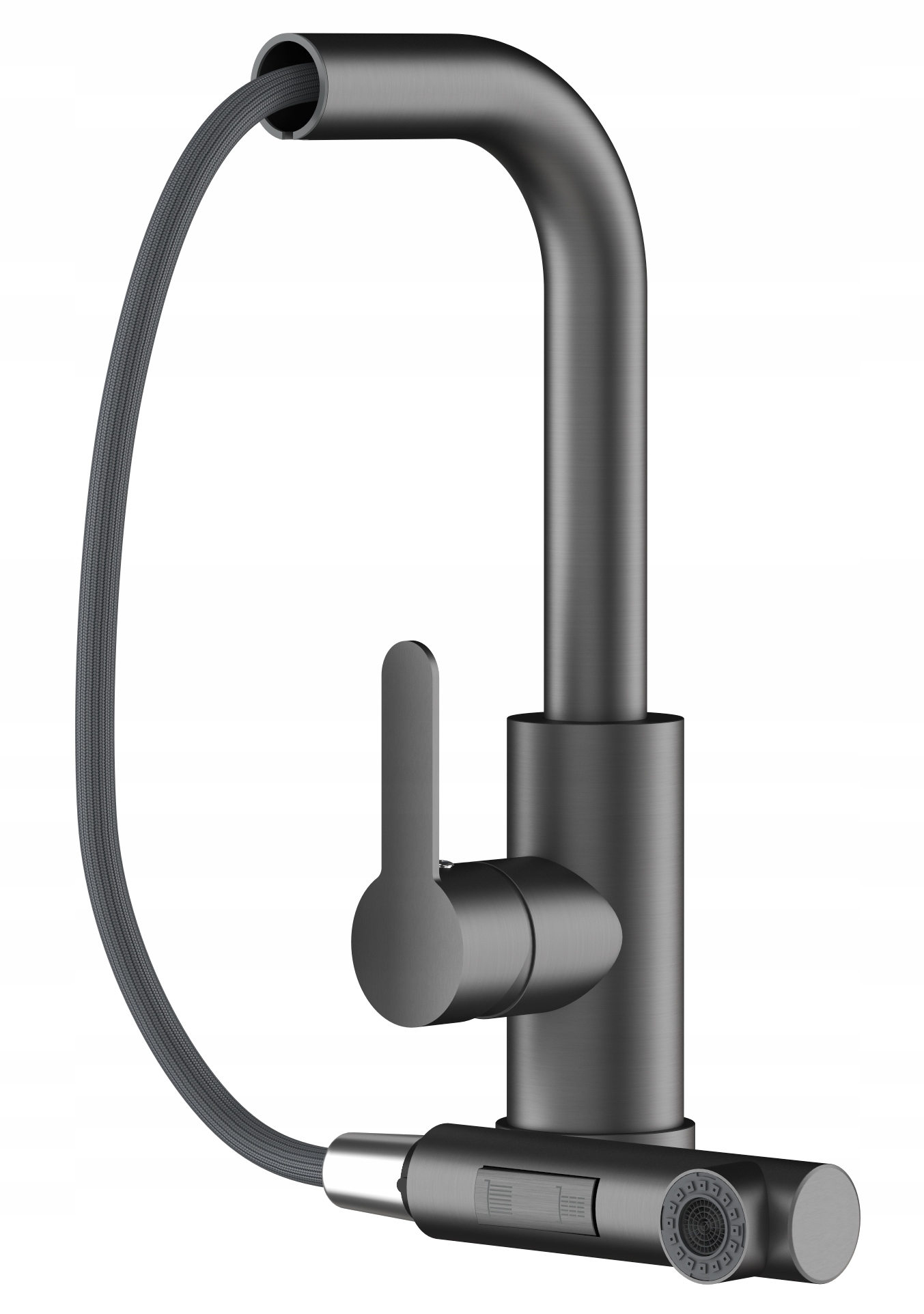 Kuchynská Batéria Do Umývadla Gun Grey Metalíza S Výsuvným Výtokom Kohútik Ebro