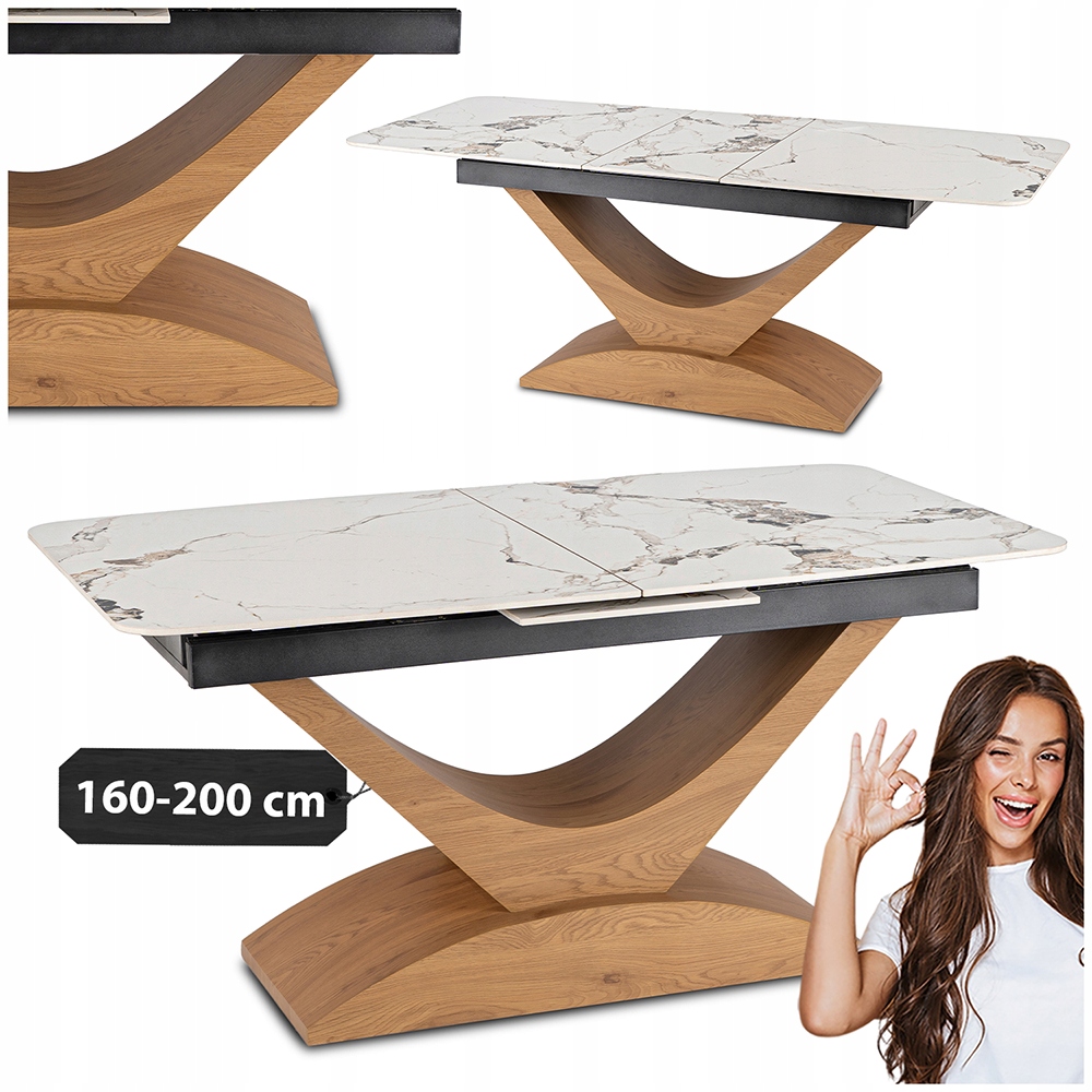 Stůl Umělý Kámen Na Bázi Křemene Bílý Keramický Rozkládací Do Jídelny Alicante