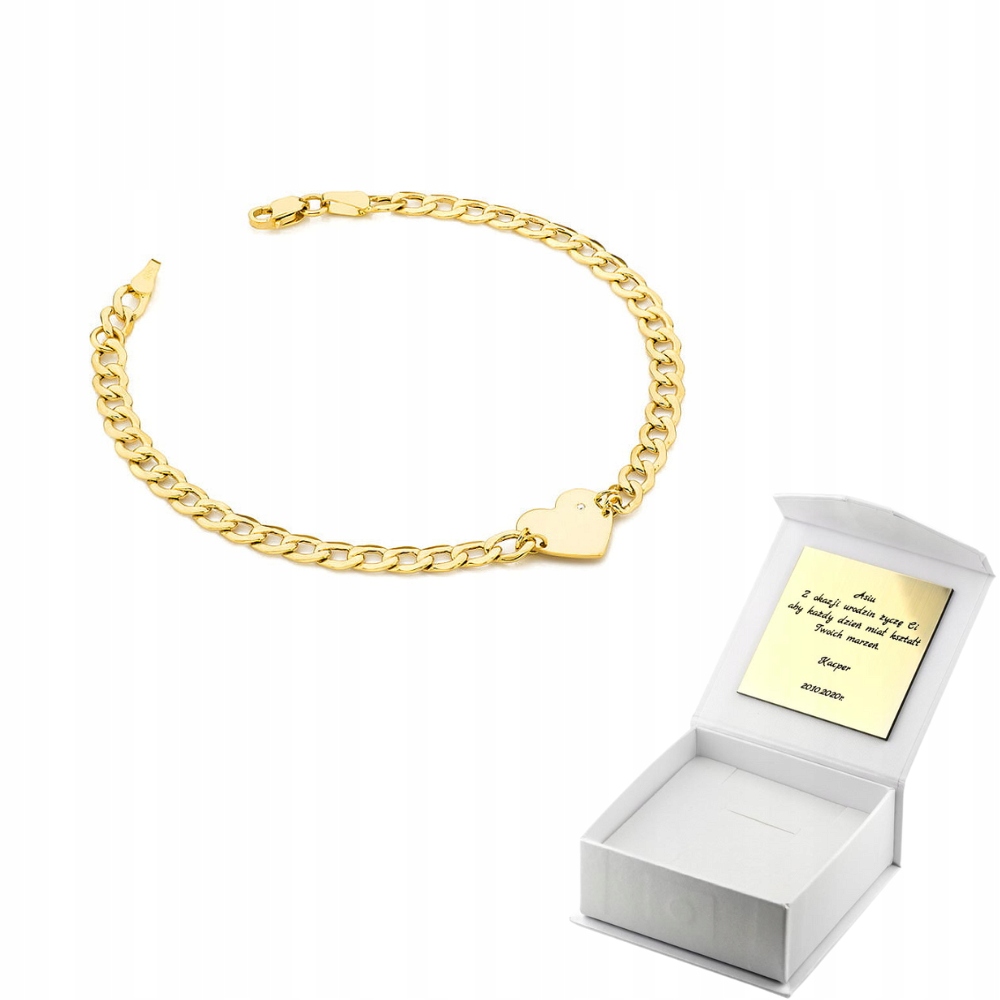 Zlatý náramek s briliantovým srdcem