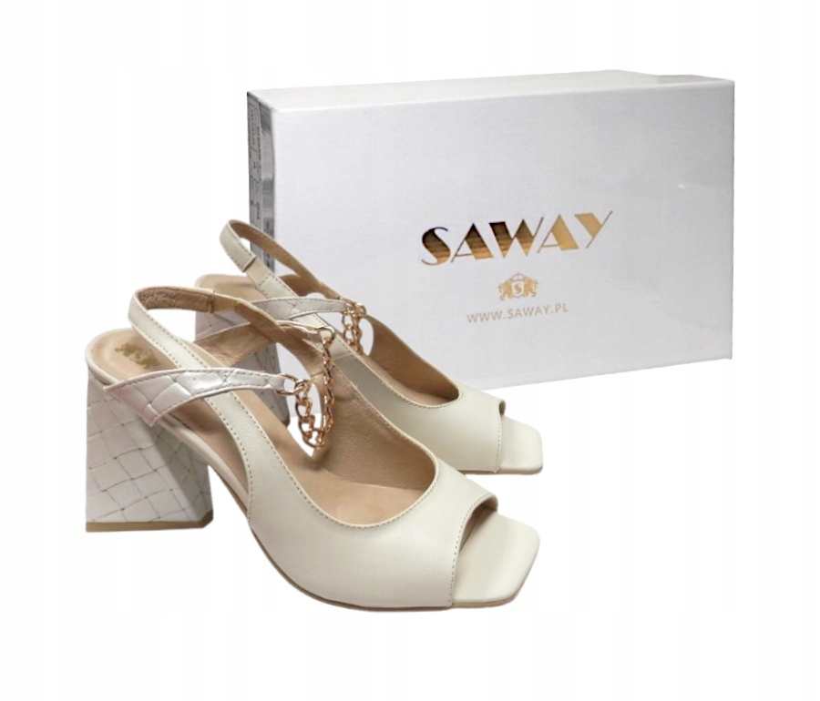 Dámské Sandály Boty Přírodní Lehká Kůže Na Kostce Saway vel. 39