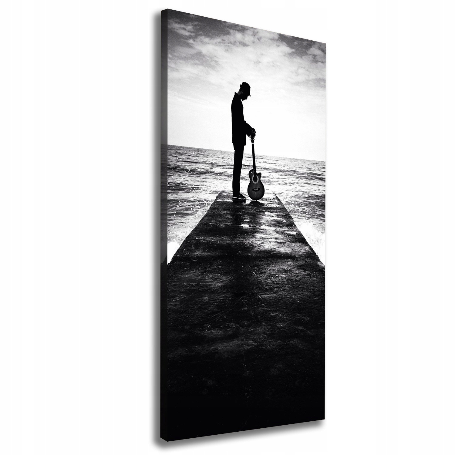 

Foto obraz na płótnie Gitarzysta na molo 50x125 cm