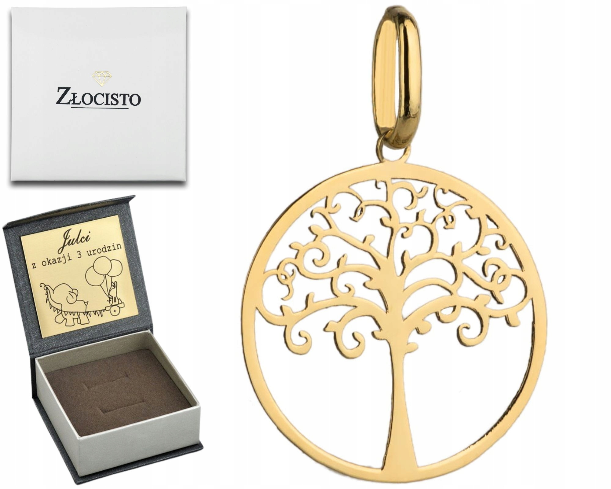 Zlatý Přívěsek Stromek Štěstí V Kolečku 585 Gravírování Jako Dárek