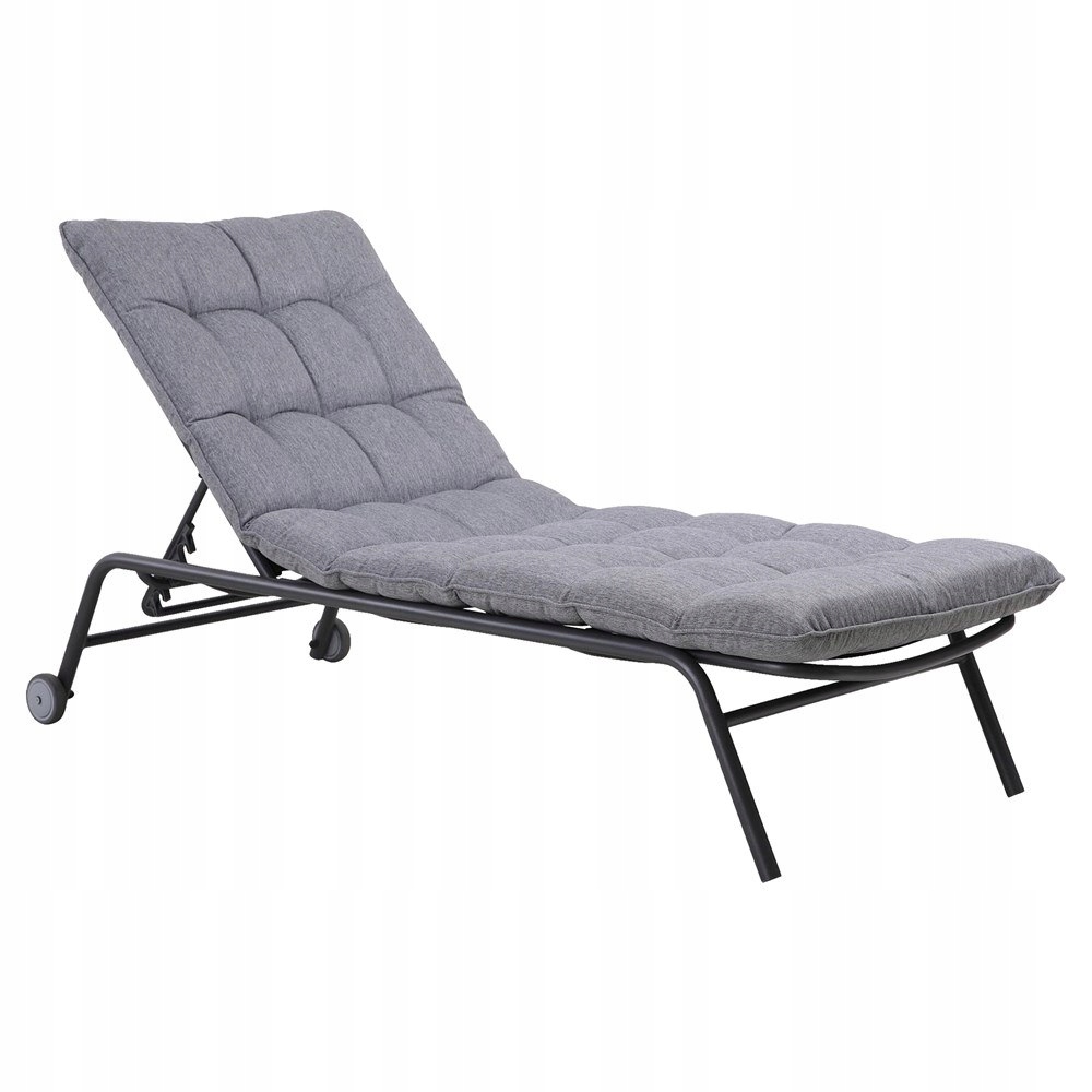 Ležadlo s vankúšom, oceľová regulácia, čierna, šedá