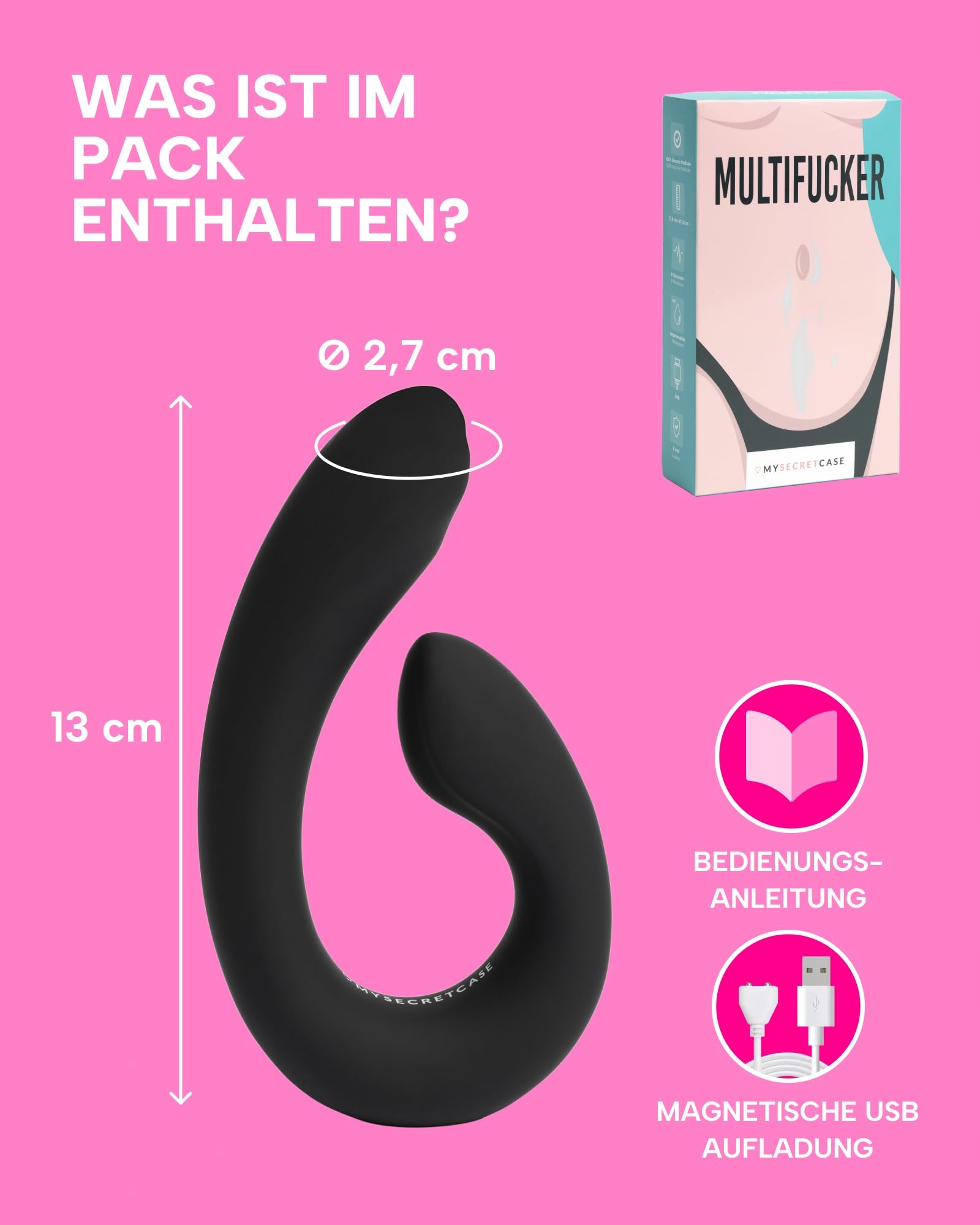 MYSECRETCASE Wibrator Dildo Zestaw dla Kobiet i Mężczyzn, 9 Trybów — miniatura 5