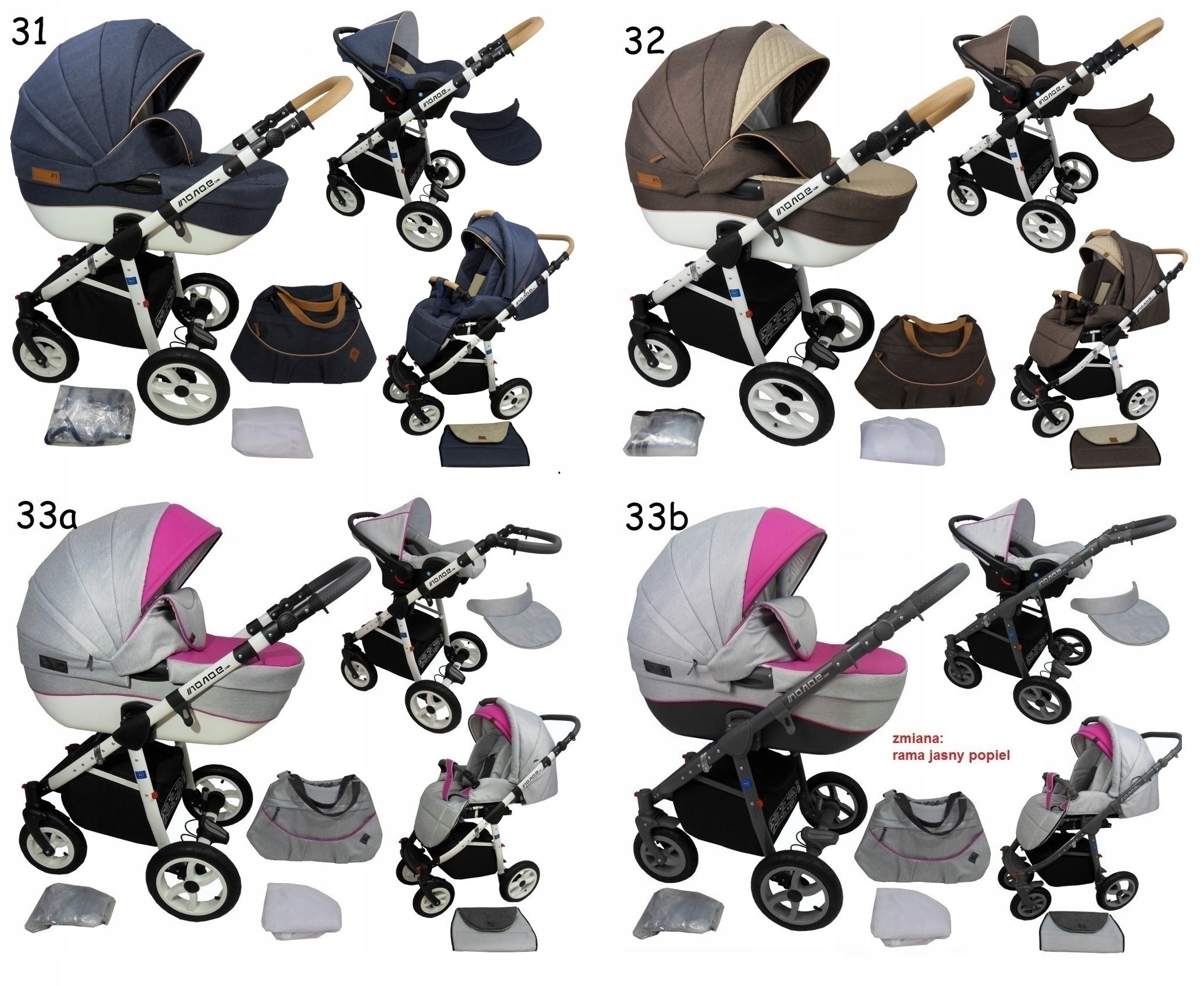 WÓZEK 3W1 MONO.E WÓZEK DZIECIĘCY TORBA + FOLIA Elementy zestawu Spacerówka Gondola Fotelik samochodowy