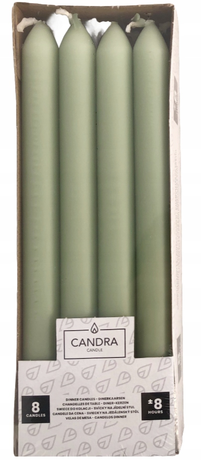 ŚWIECE ŚWIECZKI STOŁOWE STOŻKOWE DŁUGIE ELEGANCKIE ZIELONE PISTACJOWE 8 SZT