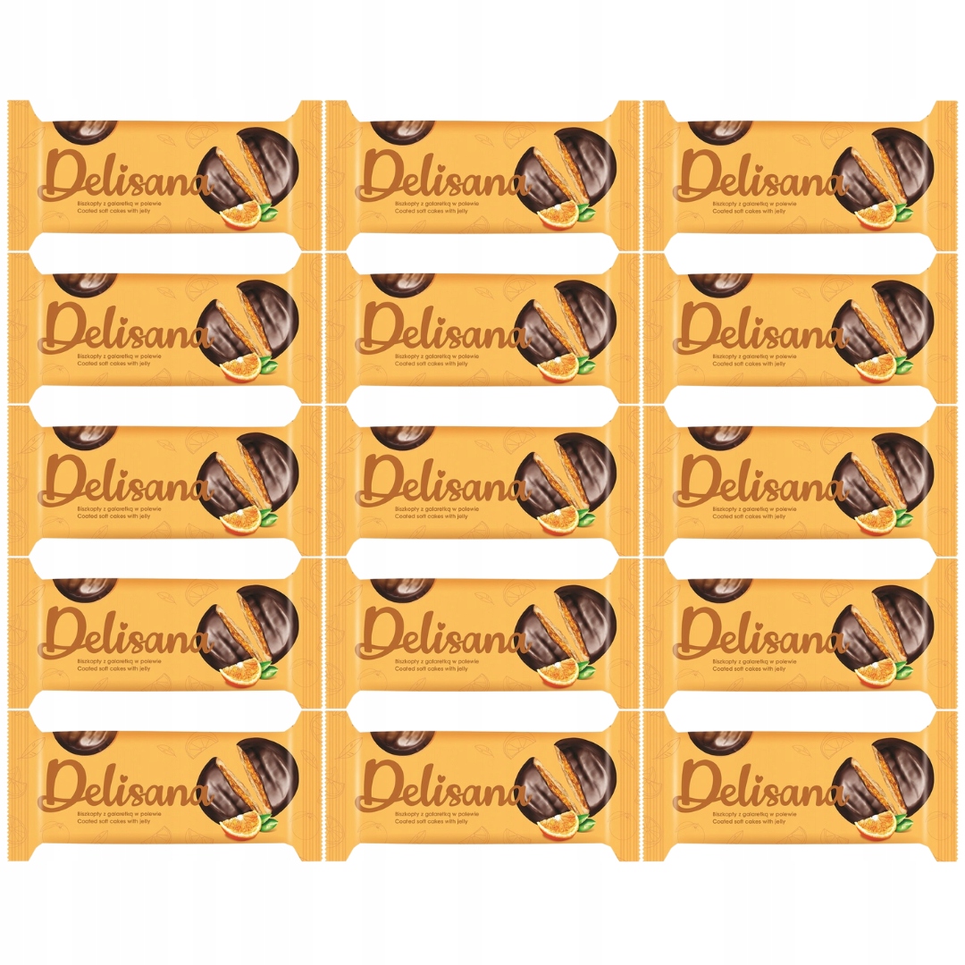 Levně Delisana Piškoty s pomerančovým želé a čokoládou 135 g x 15 kusů