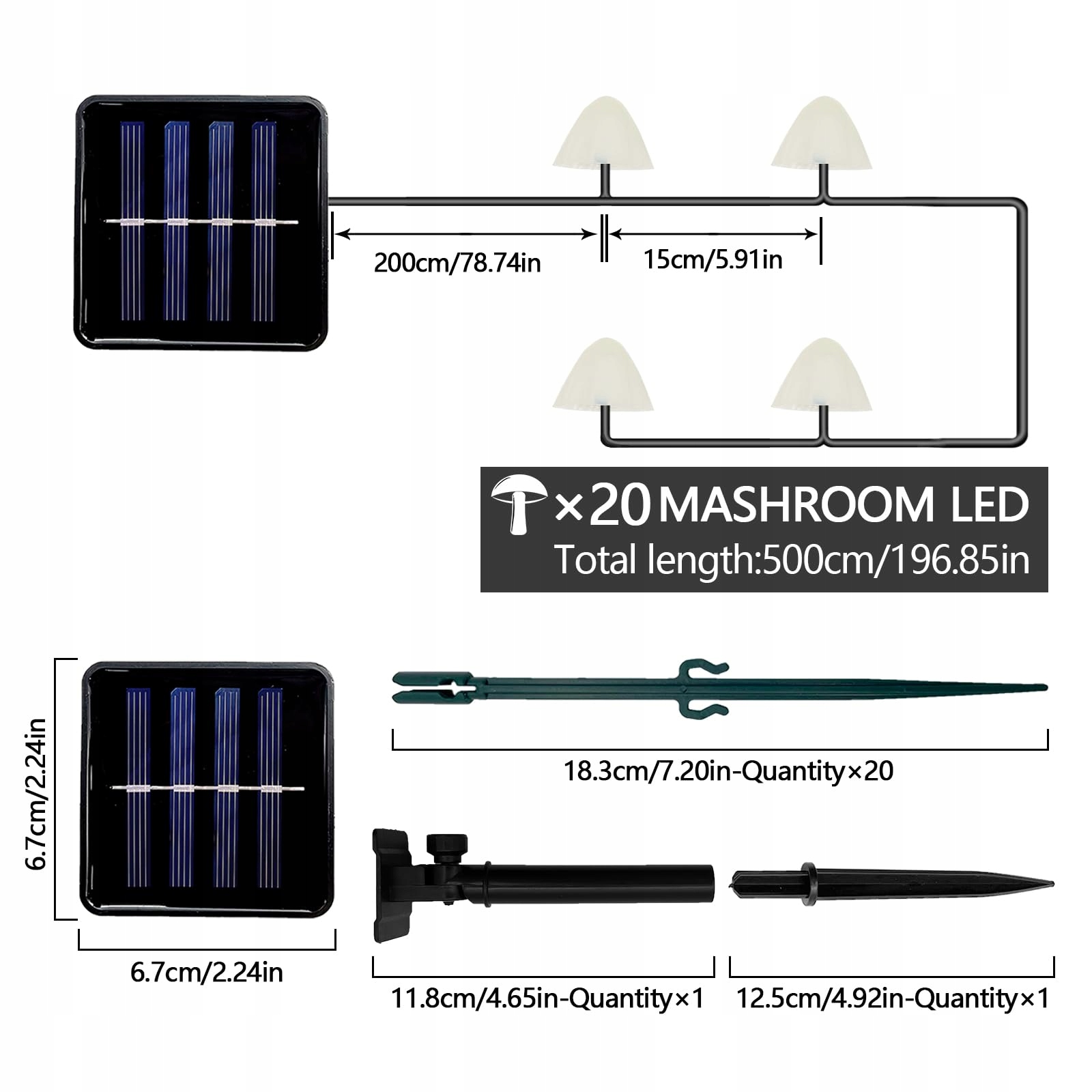 TOTHDATE Mini Solar Lamps Mushrooms Blue 5M 20 LED IP44 Outdoor Garden — miniatura 7