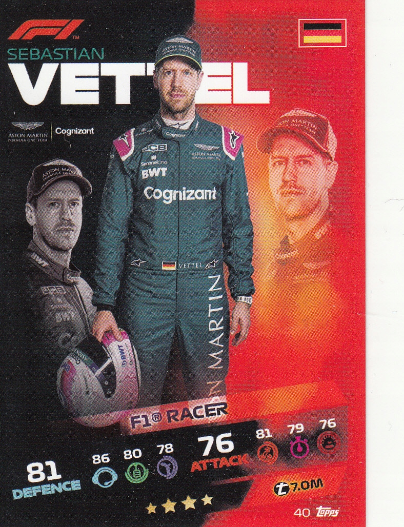 Karta Kolekcjonerska Topps Formula 1 2021 Racer Sebastian Vettel 40