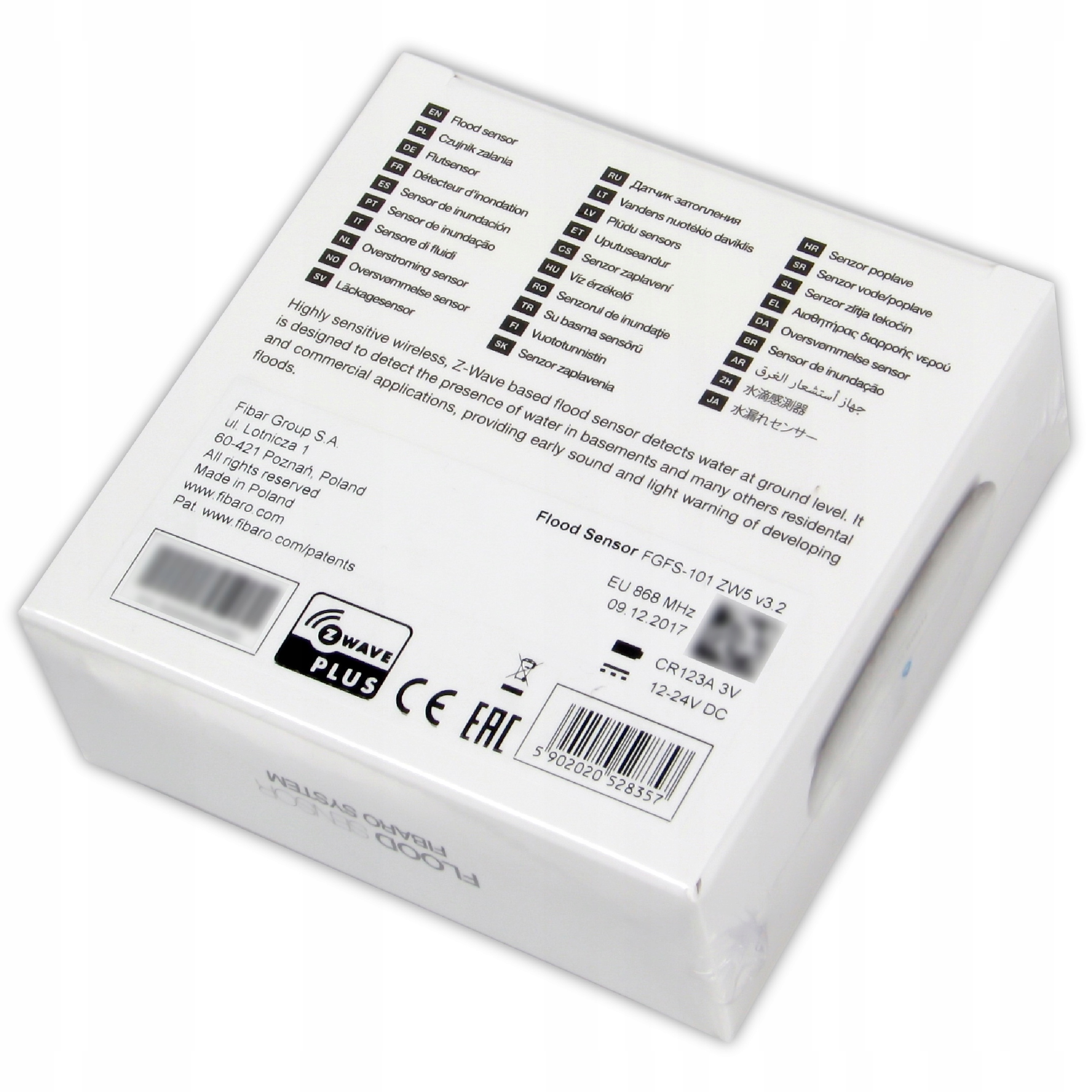 Fibaro Flood Sensor FGFS-101 Sensor Zalania Z-Wave Zasilanie baterie