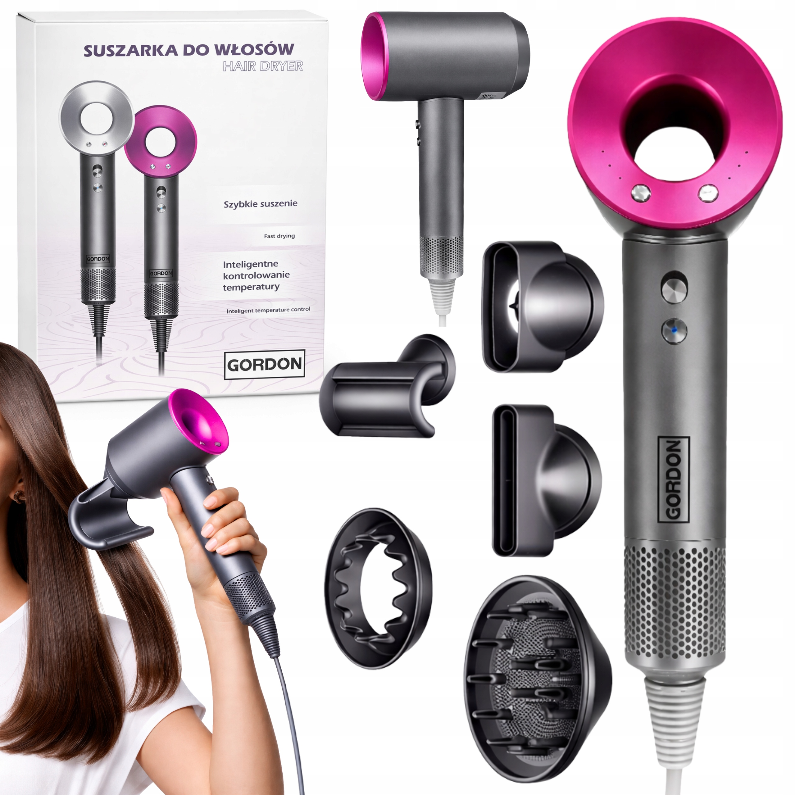 Suszarka Do Włosów Dryer Profesjonalna 6W1 1600 W Jonizacja Dyfuzor