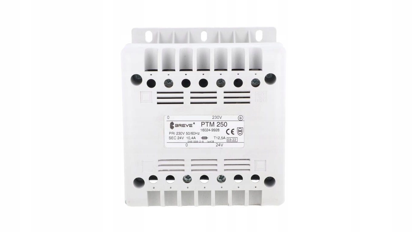 Transformator 1-fazowy bezpieczeństwa Ptm 250 230/ 24V 10,4A, na szynę Din,