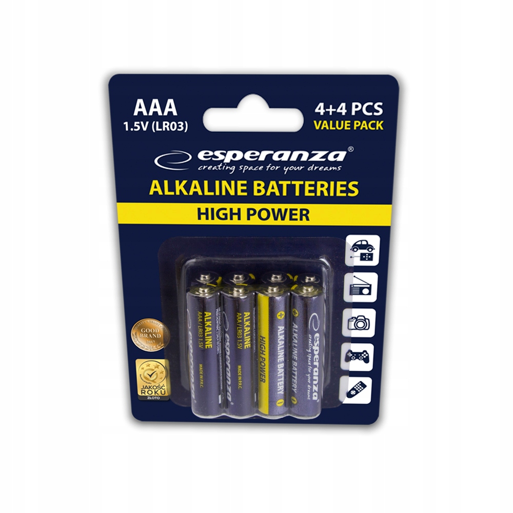 

Bateria alkaliczna Esperanza Aaa (R3) 8 szt.