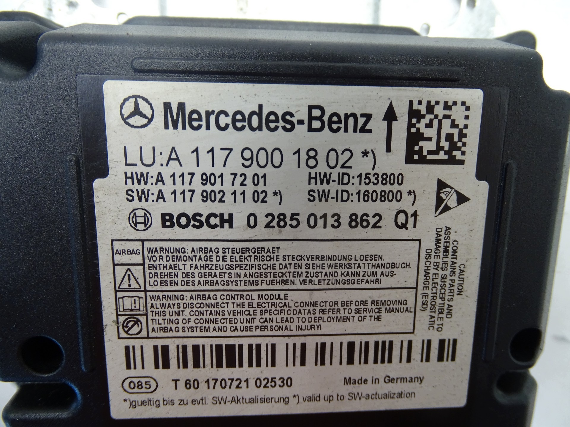 SENSOR modulo airbag airbag MERCEDES CLA W117 A W176 A1179001802