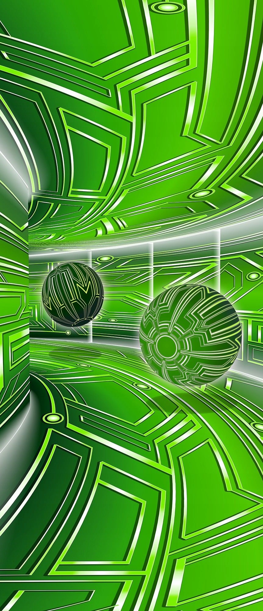 Samolepka Fototapeta Tunel futurismu Zelená abstrakce Geometrie 91x211