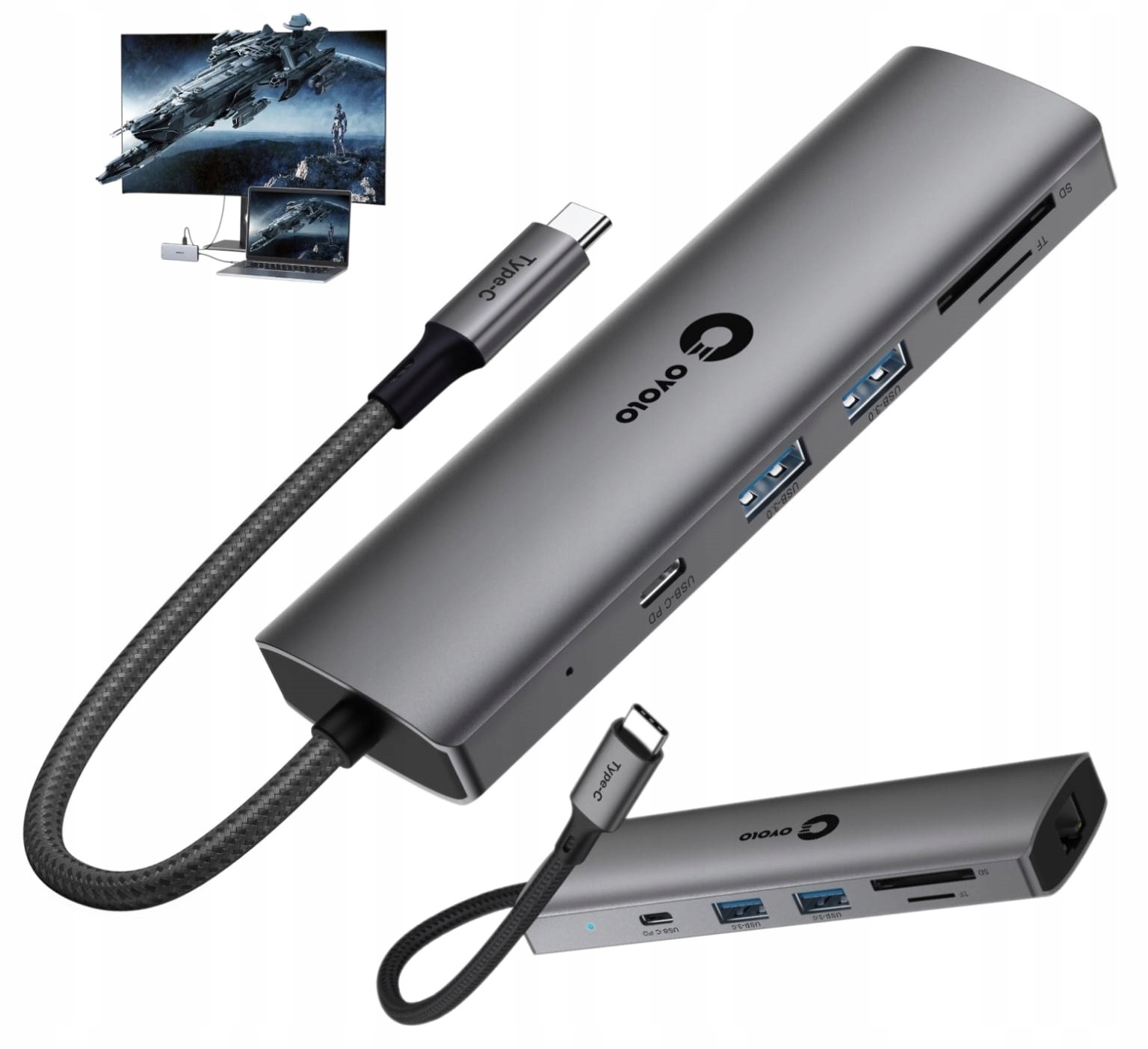 Replikátor portů Usb-c Pd 100W 4xUSB 3.0 2.0 2xHDMI RJ45 Vga pro notebook