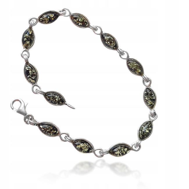 

Bransoletka Srebrna Z Bursztynem - Srebro Bursztyn