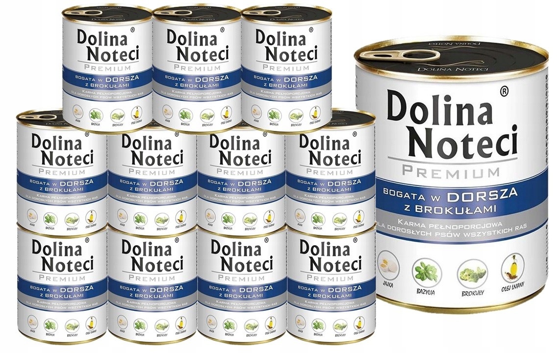 Dolina Noteci Premium vlhké krmivo bohaté na tresku s brokolicí 12x800g