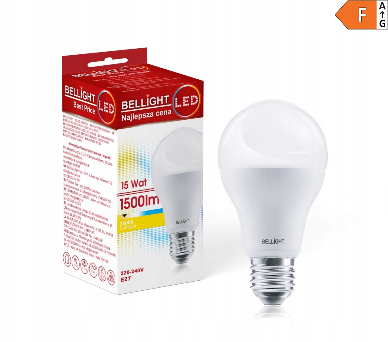 

Żarówka Led A60 15W 3000K E27 Bellight 1500lm Ciep
