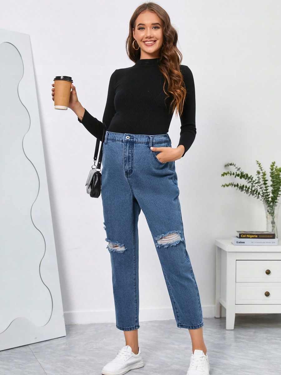 SHEIN MATERNITY JEANSY MOM ROZM L 631 Rozmiar L