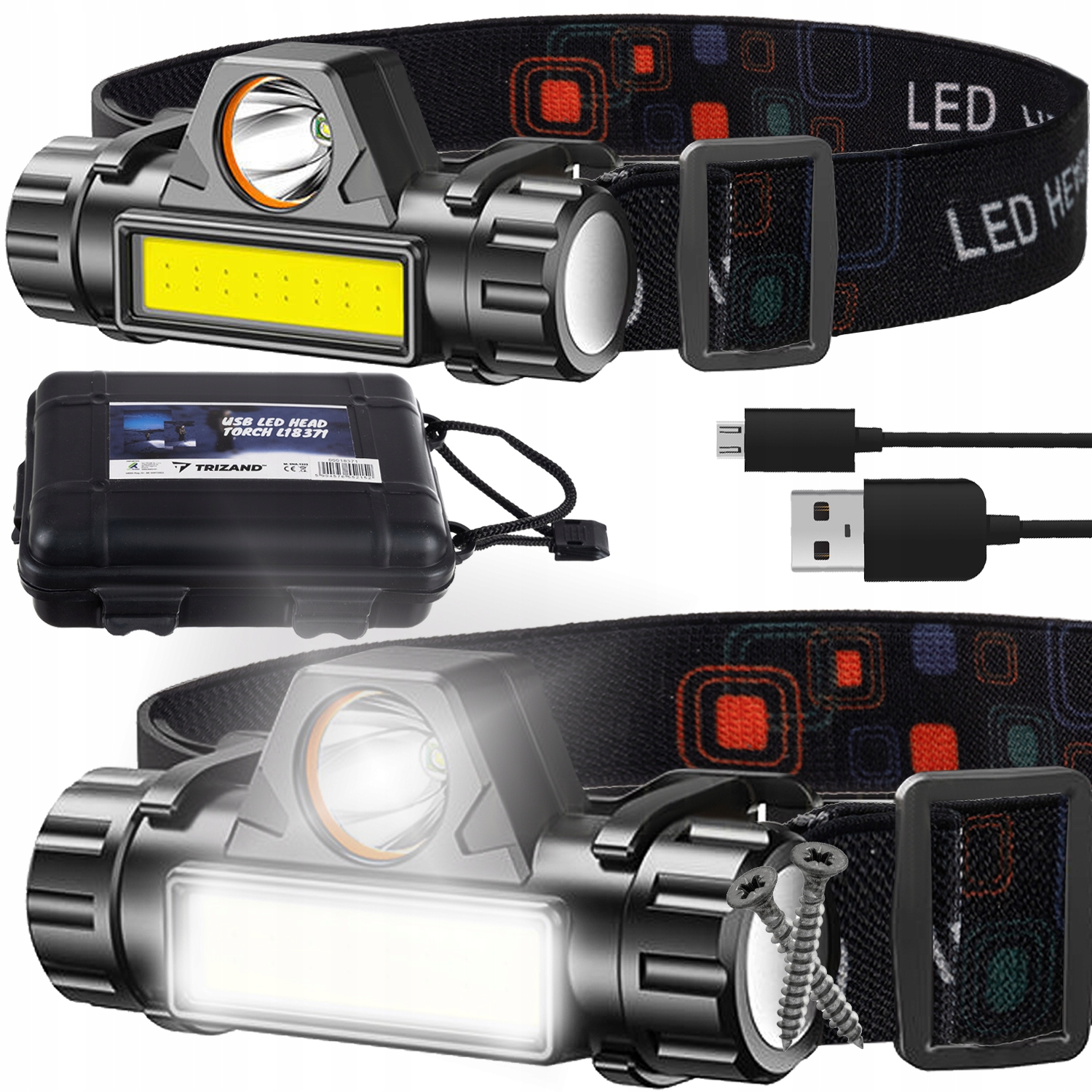 

Latarka Czołowa Lampka Czołówka 4w1 Usb Magnes