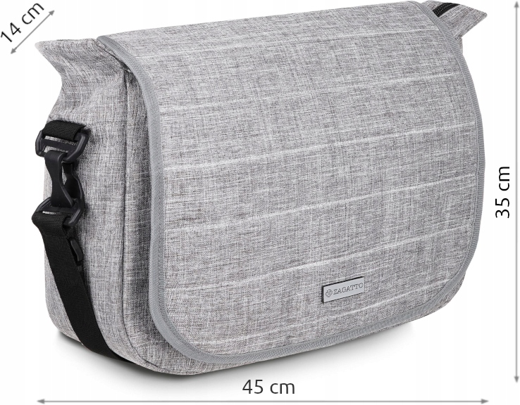 Torba do wózka szara organizer dla mamy taty pasek Głębokość (krótszy bok) 14 cm