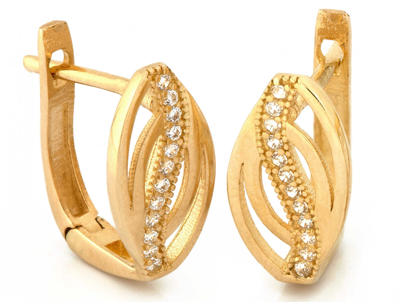 Dámské zlaté Náušnice 585 s kameny jako dárek elegantní design