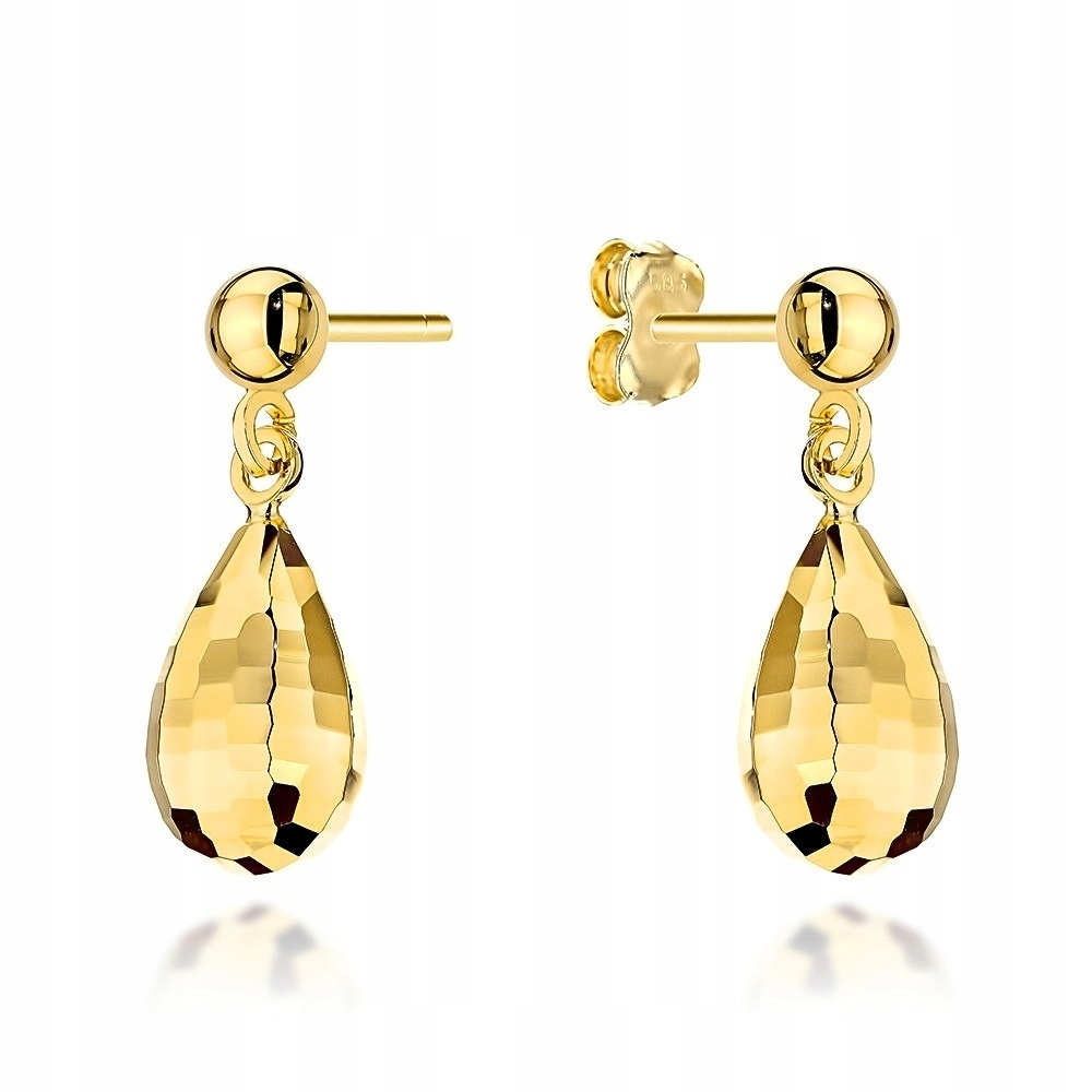 Zlaté Náušnice 585 Slzy Diamantové Kapky Závěsné Luxusní Krásné