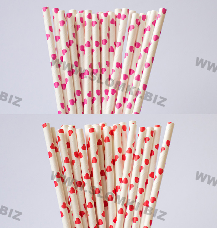 Słomki papierowe 250 szt - zielone paski - 197x6mm Materiał papier