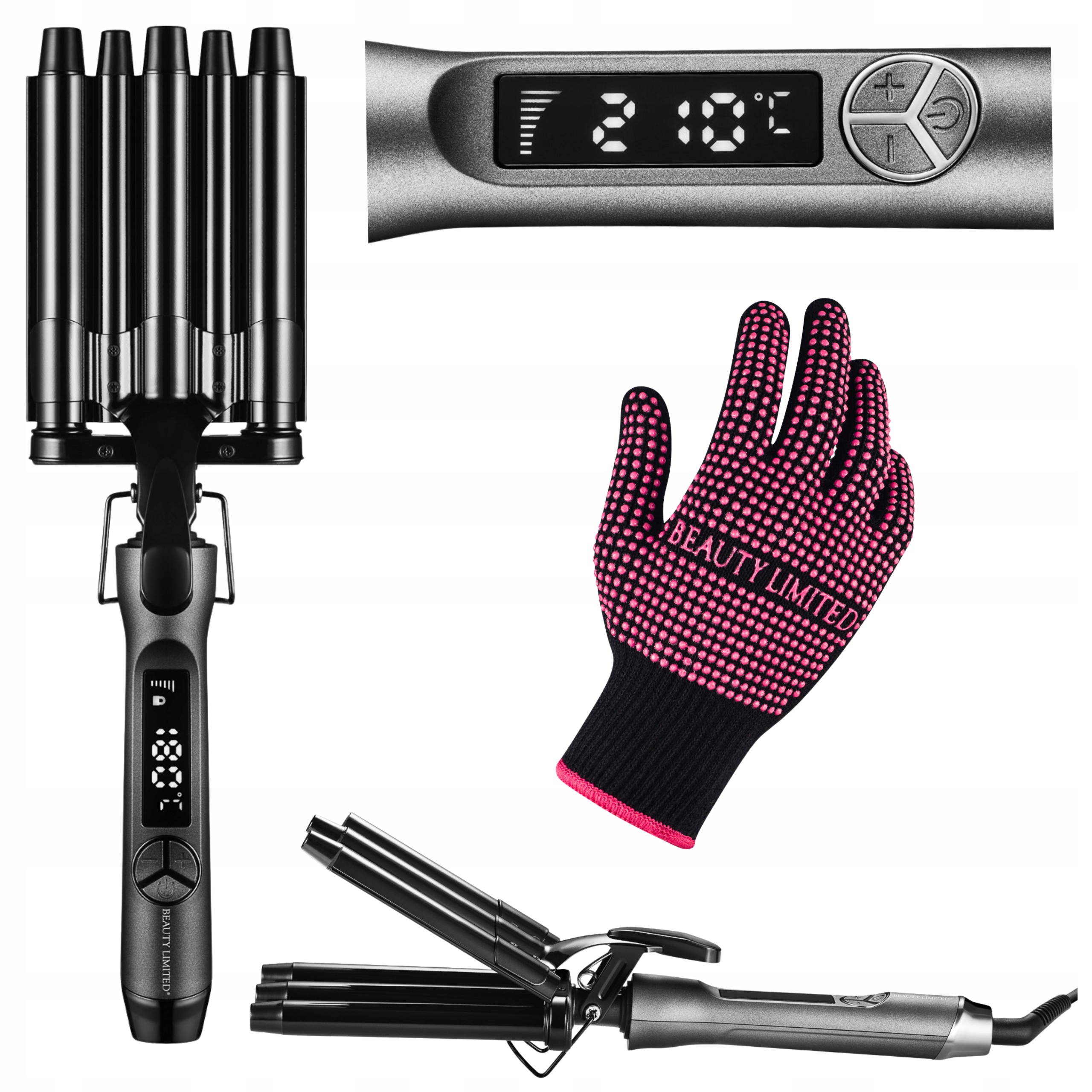 Falownica do włosów Ceramiczna 5 Wałków Błyskawiczne Nagrzewanie LCD 120W