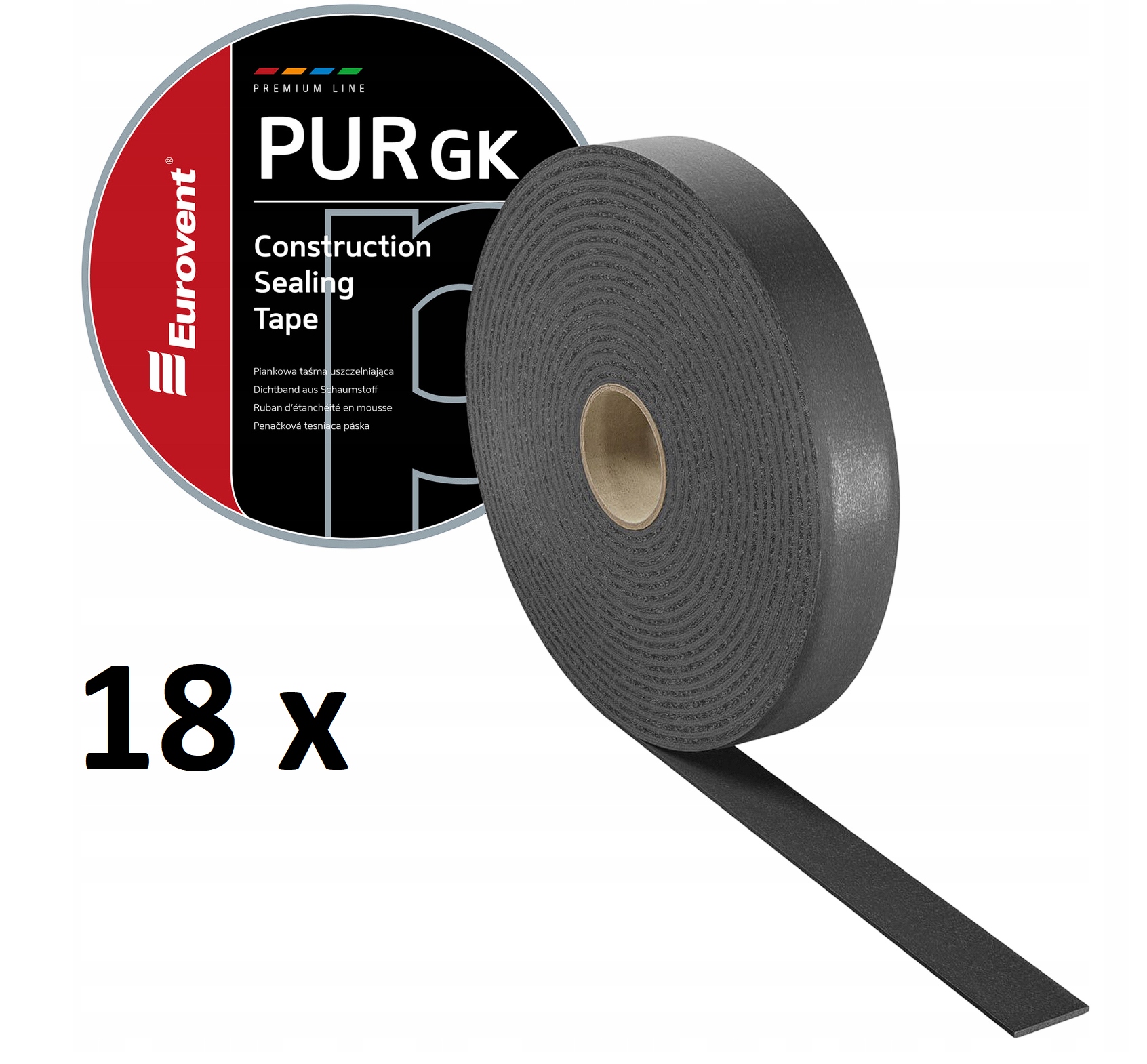 18x Akustická tesniaca páska 50mm x 30m Eurovent Pur Gk pre profily