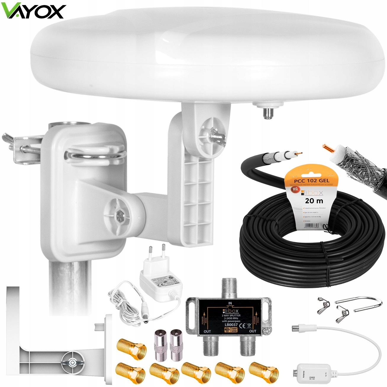 Všesměrová Anténa DVB-T2 Aktivní 4K Set 2TV Vayox